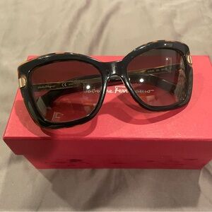 Salvatore Ferragamo Black Sunglasses with Gold Accents